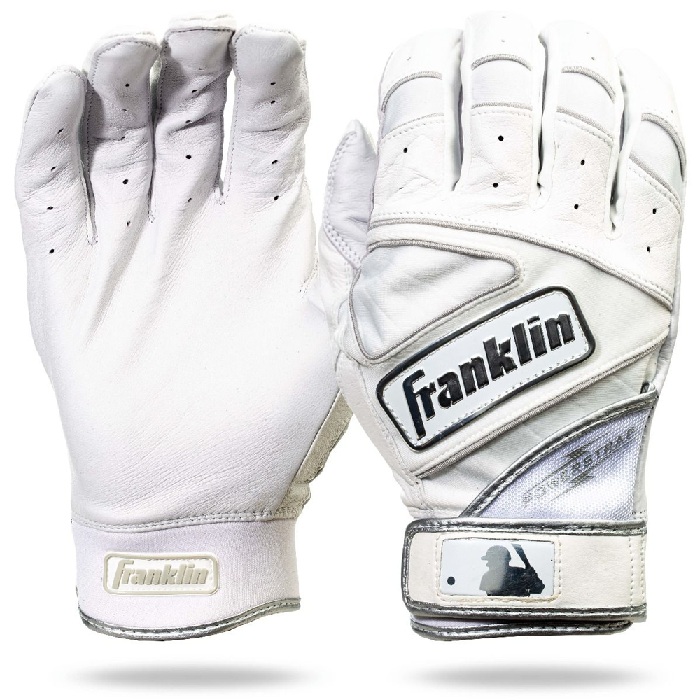 Baseball-Schlaghandschuhe Franklin Powerstrap® - Weiß/Weiß (L)